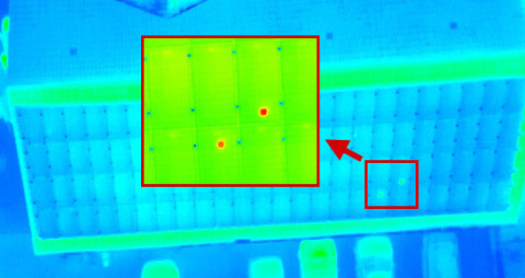 Thermografie Infrarotmessung Drohne Hotspots in PV-Anlage